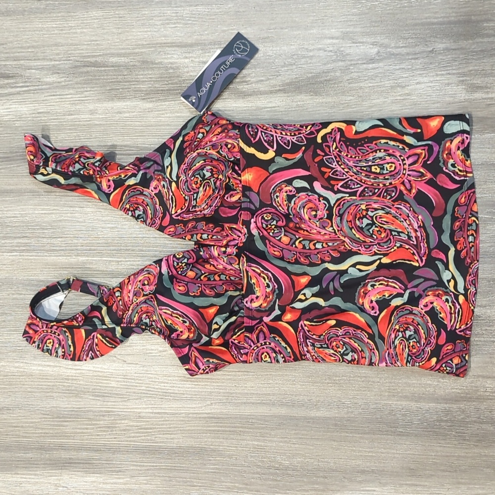 Aqua Couture Colorful Paisley Tankini Swim Top NEW!